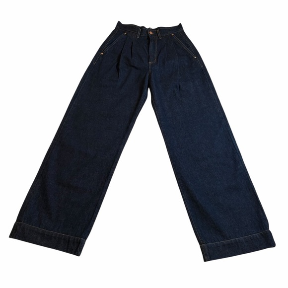 Goldsign Wide-Leg Pleated Denim Trousers | Made in USA, Size 26 - Picture 2 of 14